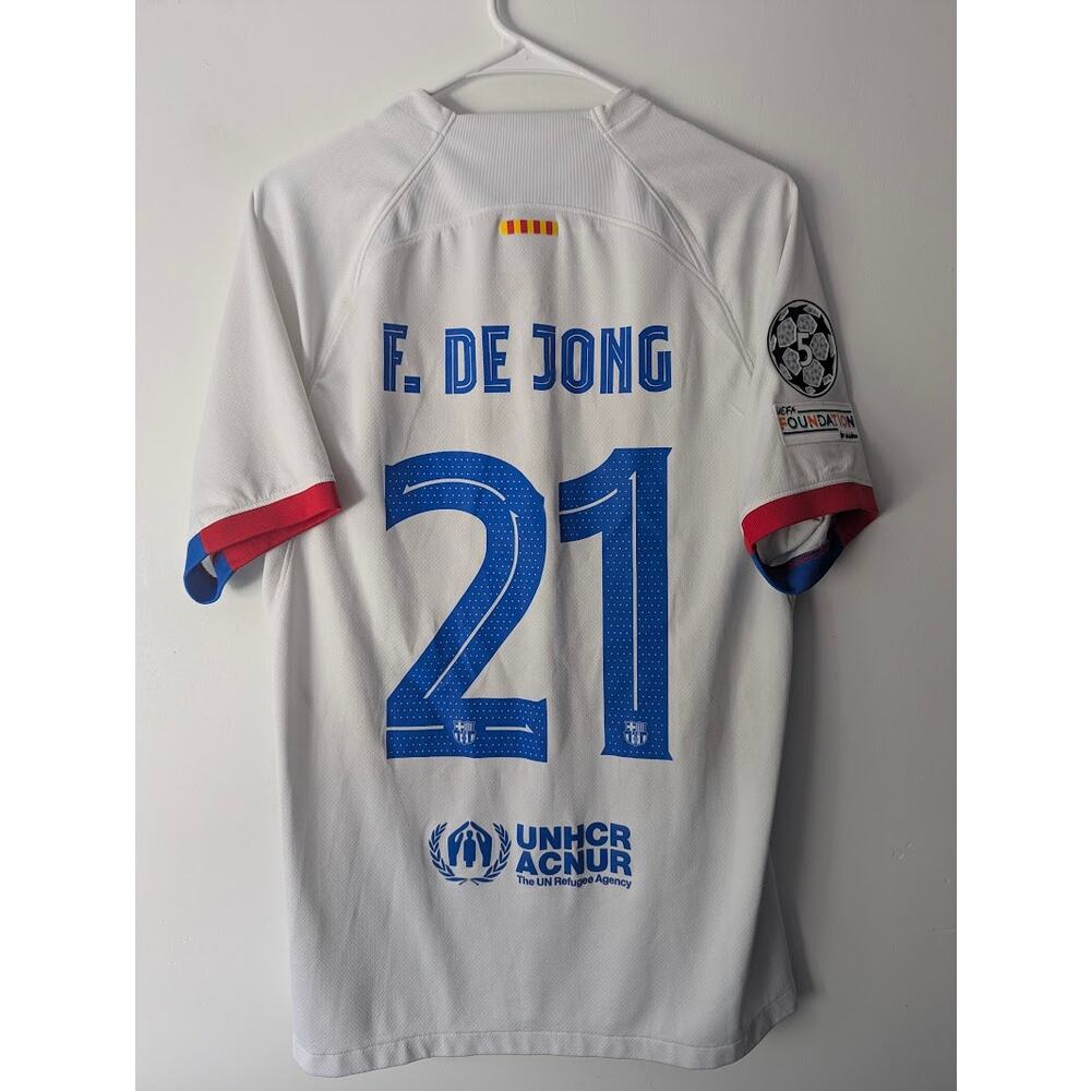 Barcelona De Jong 2023/24 Away Jersey ⚽ Large Authentic UCL Fully Patched